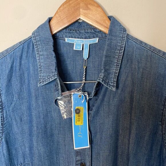NWT Draper James Denim Long Sleeve Chambray Shirt Dress Size 12 - Picture 4 of 8